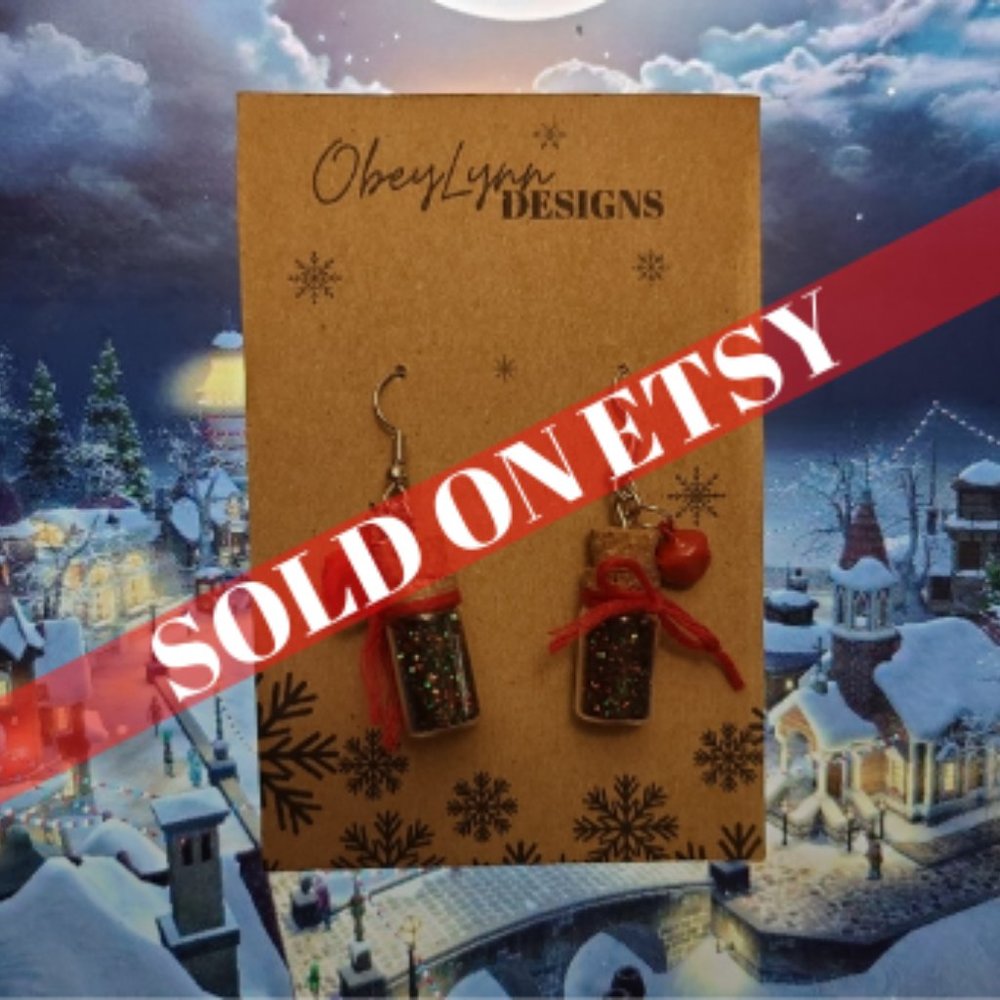 Christmas Glitter Earrings - Picture 1 of 3